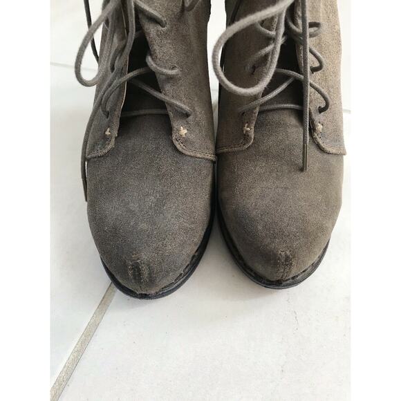 Rag & Bone Odval Suede Lace Up Platform Wedge Booties Olive - Picture 2 of 12